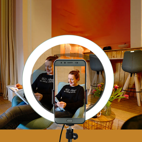 Ringlamp met statief 210cm -26cm lamp en bluetooth clicker