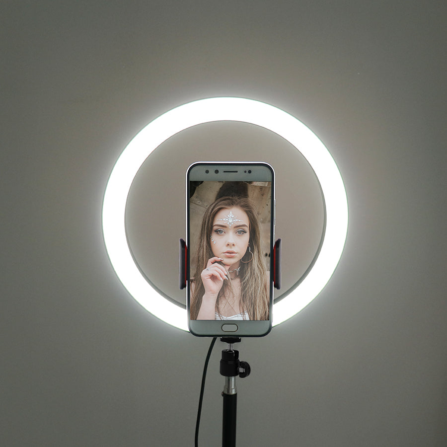 Ringlamp met statief 210cm -26cm lamp en bluetooth clicker