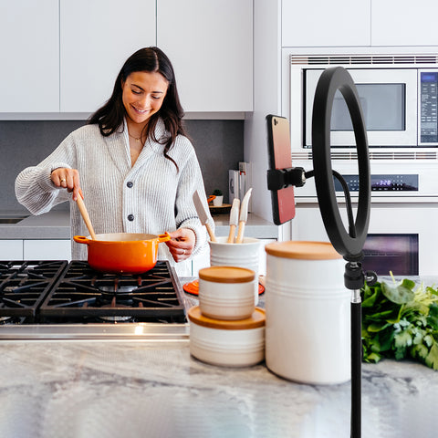 Ringlamp met statief 210cm -26cm lamp en bluetooth clicker