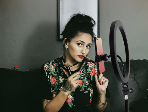 Ringlamp met statief 210cm -26cm lamp en bluetooth clicker